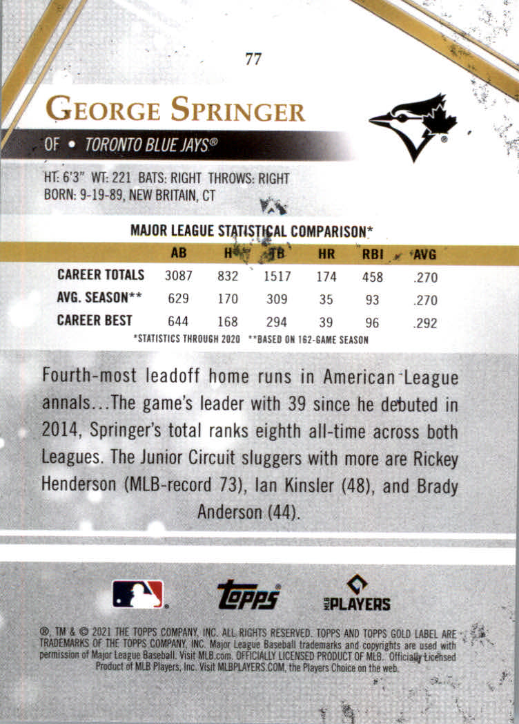 "Tarjetas paralelas de béisbol Topps Gold Label 2021 ""Clase 1 negro"" novatos y veterinarios - Imagen 43 de 51
