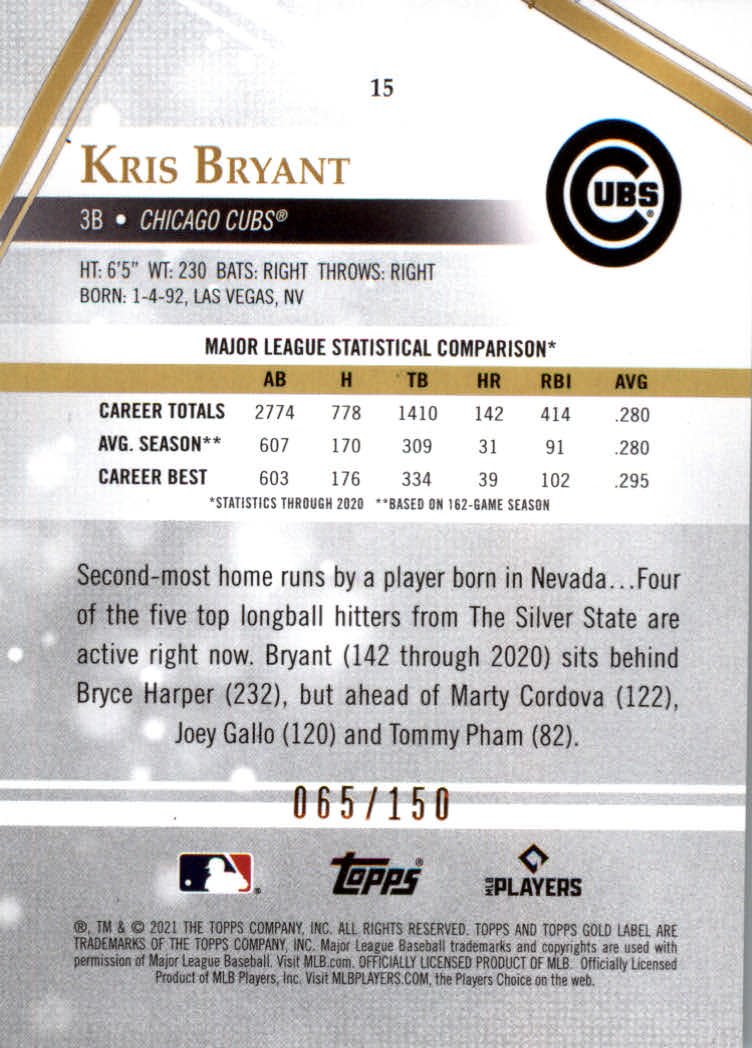 Tarjetas paralelas 2021 Topps Gold Label de béisbol "clase 1 color" - Imagen 3 de 17