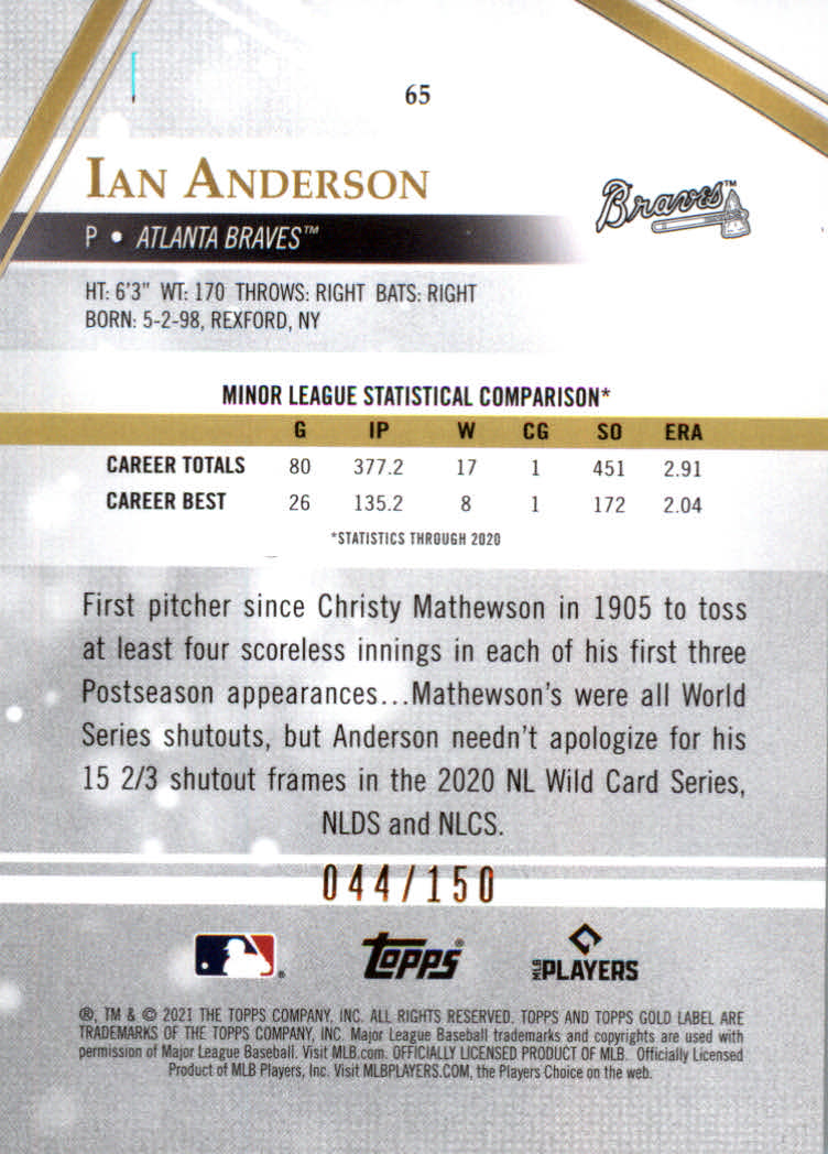 Tarjetas paralelas 2021 Topps Gold Label de béisbol "clase 1 color" - Imagen 5 de 17