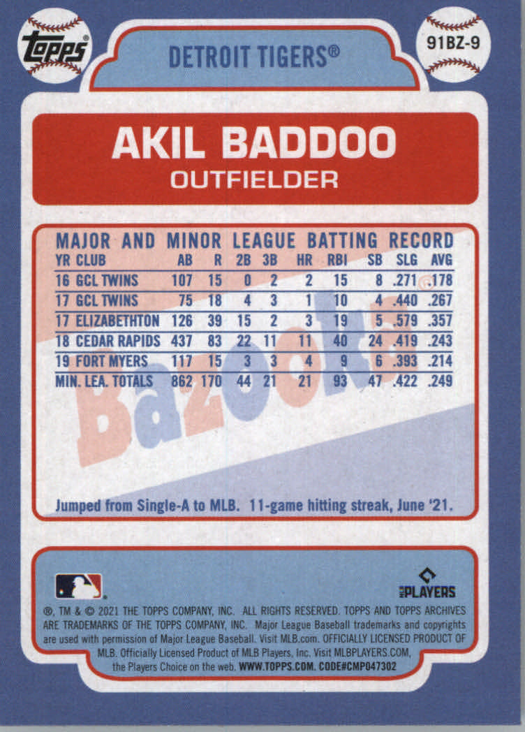 2021 Topps Archives Baseball "'91 Bazooka Shining Stars" Insert Cards - Picture 19 of 31
