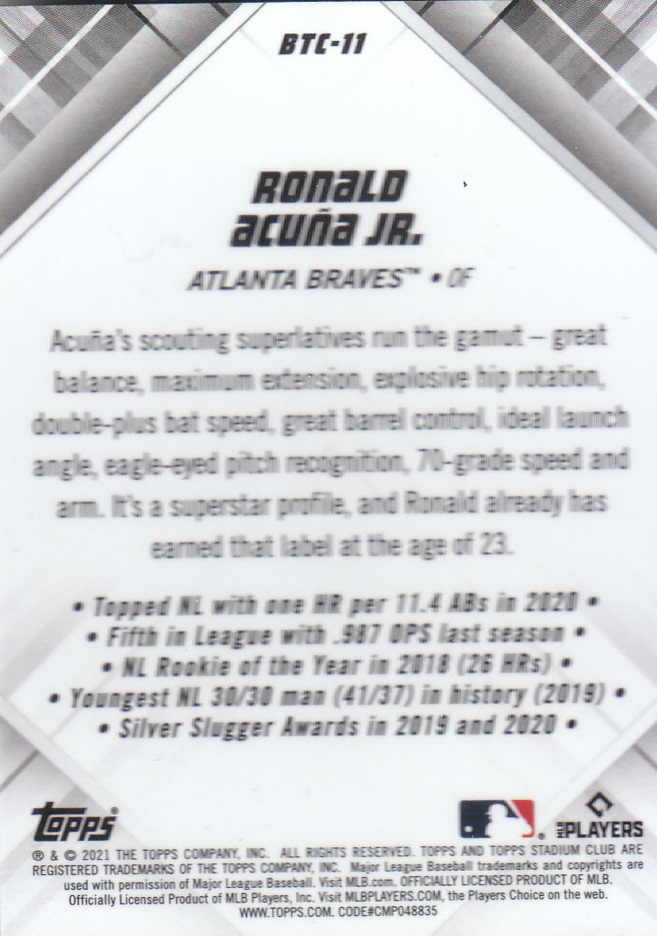 Tarjetas de béisbol ""Beam Team"" cromadas del Stadium Club 2021 insertadas, paralelas y automáticas - Imagen 17 de 51