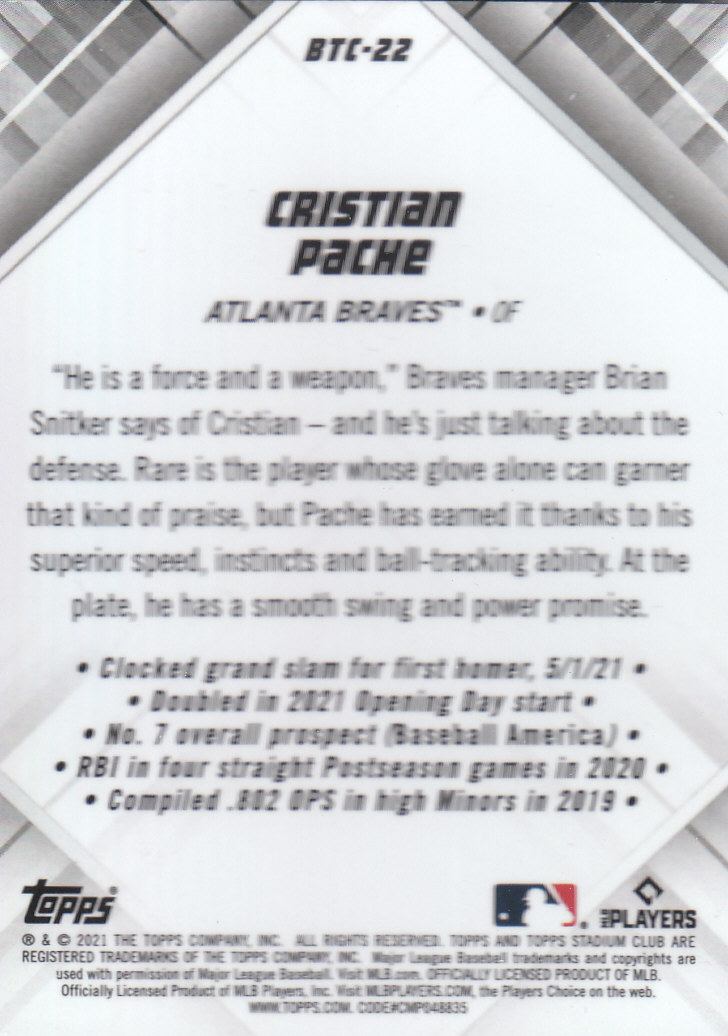 Tarjetas de béisbol ""Beam Team"" cromadas del Stadium Club 2021 insertadas, paralelas y automáticas - Imagen 39 de 51