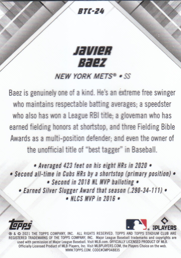 Tarjetas de béisbol ""Beam Team"" cromadas del Stadium Club 2021 insertadas, paralelas y automáticas - Imagen 43 de 51