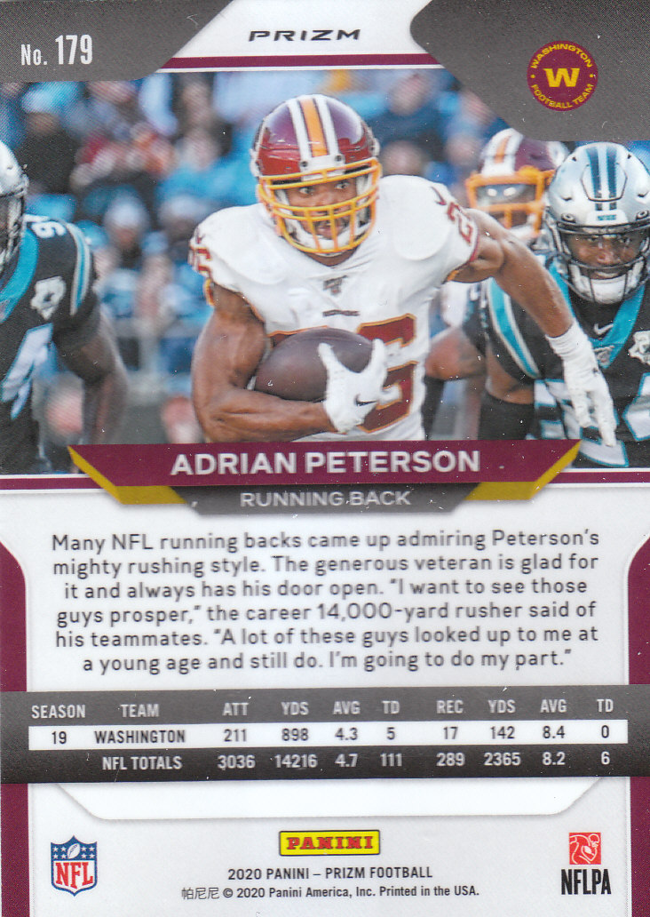 2020 Panini Prizm Football "Prizms Silver" Parallel Cards - Picture 29 of 59