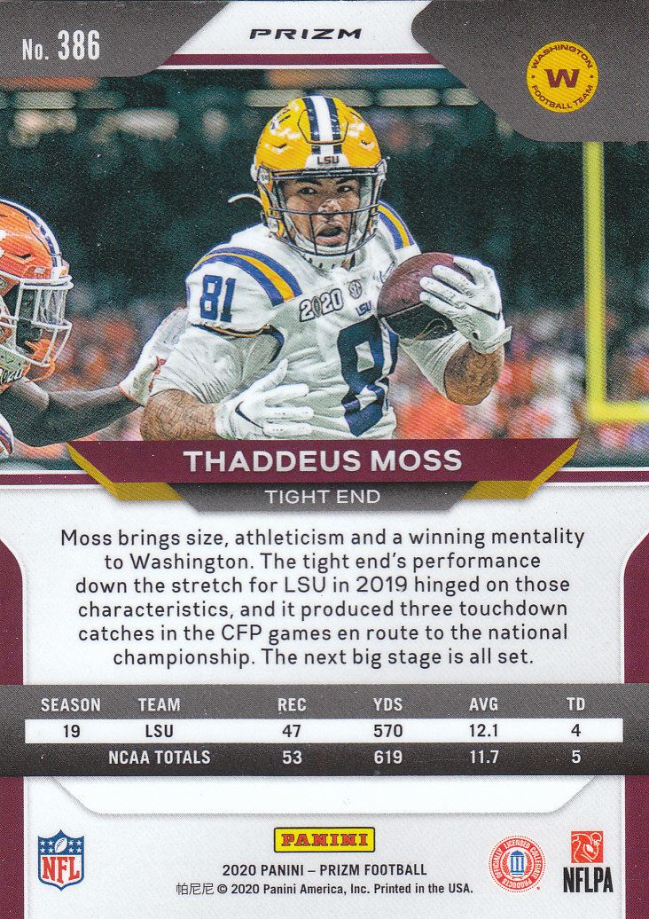 2020 Panini Prizm Football "Prizms Silver" Parallel Cards - Picture 59 of 59