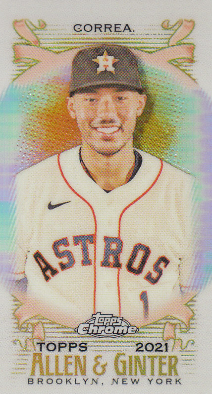 Tarjetas paralelas ""mini refractor"" de béisbol cromadas Topps Allen and Ginter 2021 - Imagen 48 de 167