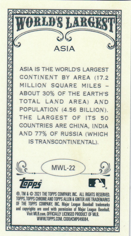 2021 Topps Allen and Ginter Chrome Baseball "Mini Worlds Largest" Insert Cards - Bild 33 von 35