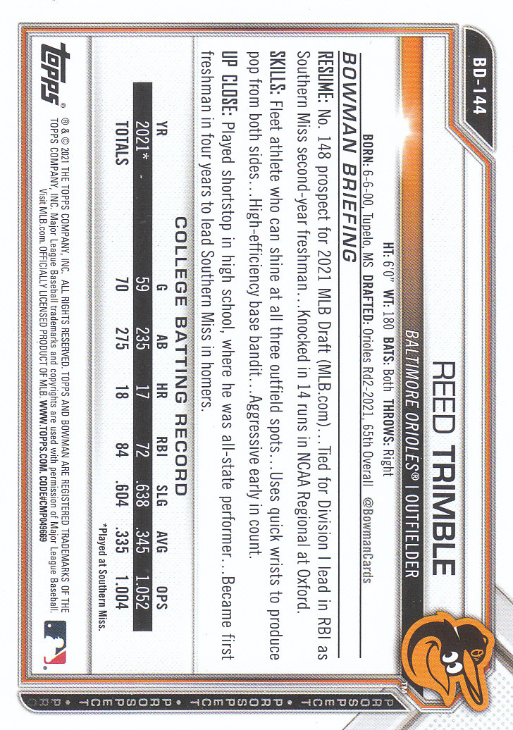 Tarjetas paralelas de béisbol Bowman Draft 2021 "papel de color" - Imagen 9 de 59