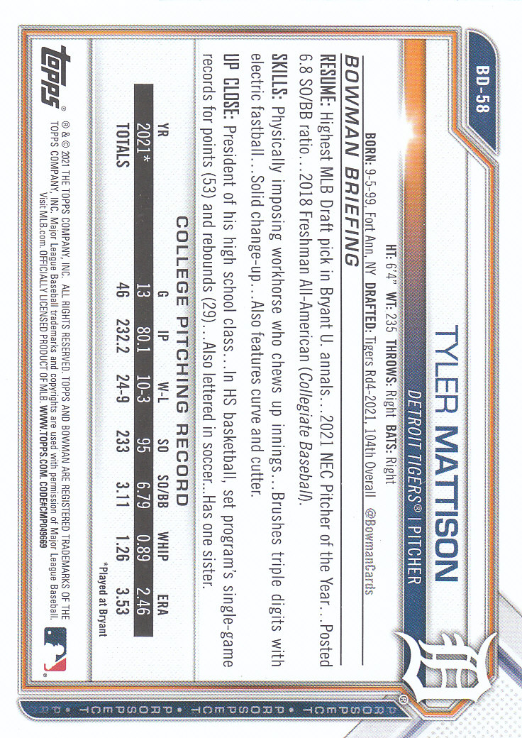 Tarjetas paralelas de béisbol Bowman Draft 2021 "papel de color" - Imagen 19 de 59
