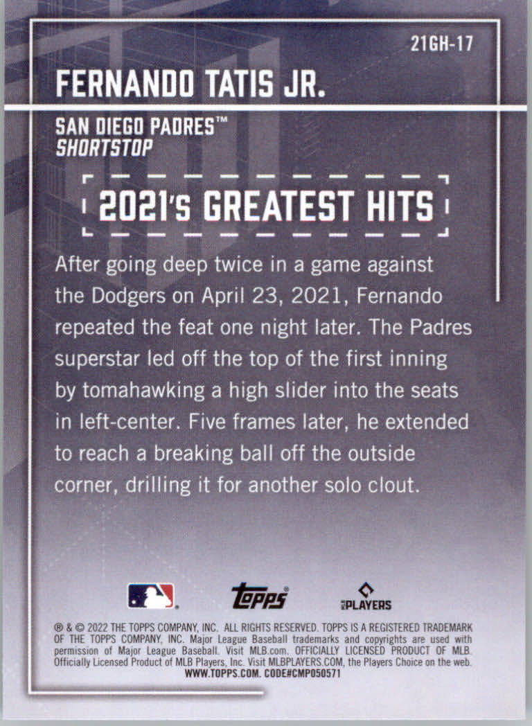 2022 Topps Baseball "'21 Greatest Hits" Insert Cards - Picture 11 of 13