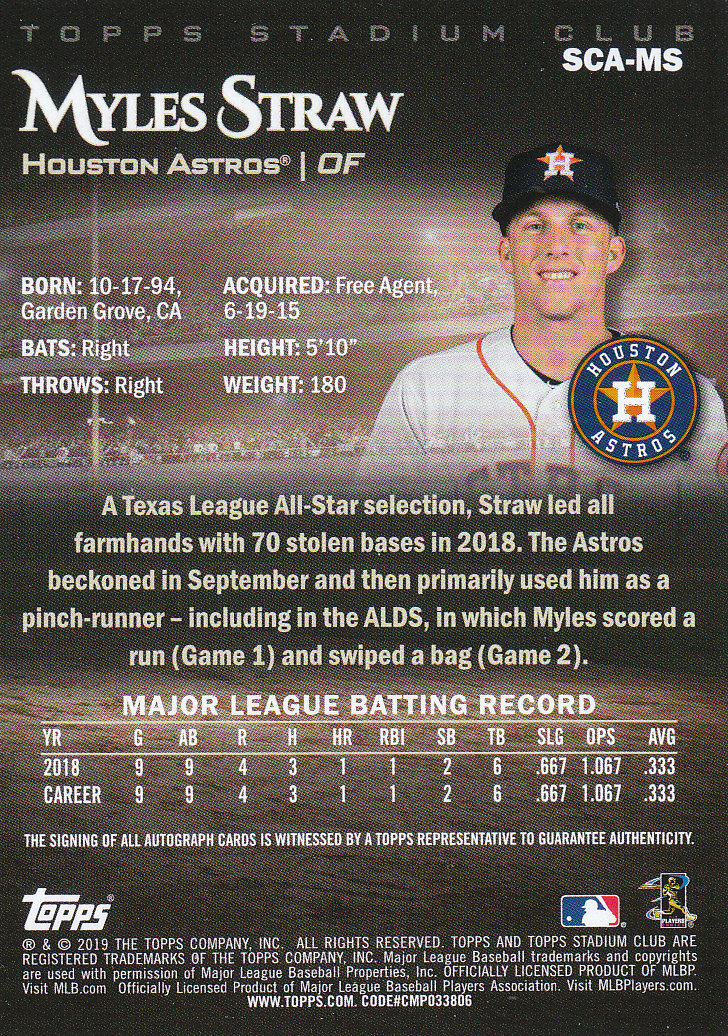 2019 Stadium Club (Topps) Baseball Part 4 Autograph and Insert Cards - Picture 29 of 181