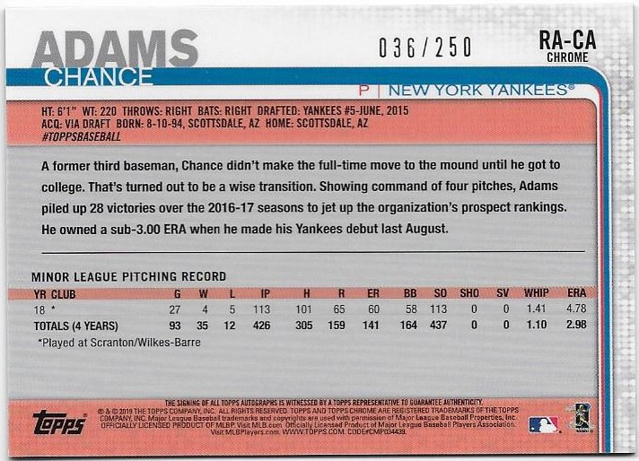 2019 Topps Chrom Baseball Teil 6 Relikt und Rookie Autogrammkarten - Bild 83 von 101