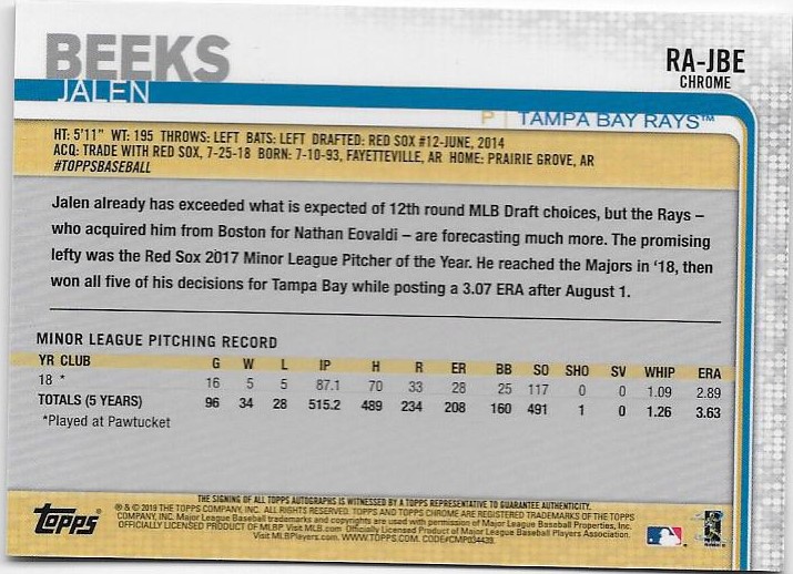 2019 Topps Chrom Baseball Teil 6 Relikt und Rookie Autogrammkarten - Bild 33 von 101