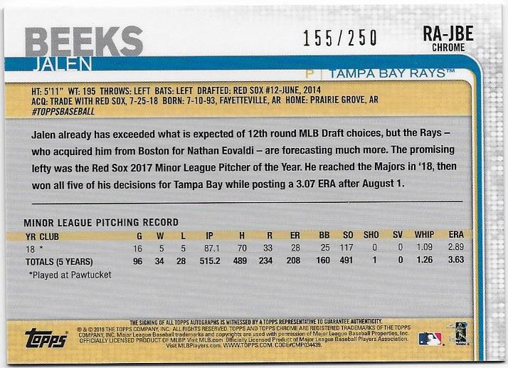 2019 Topps Chrom Baseball Teil 6 Relikt und Rookie Autogrammkarten - Bild 85 von 101
