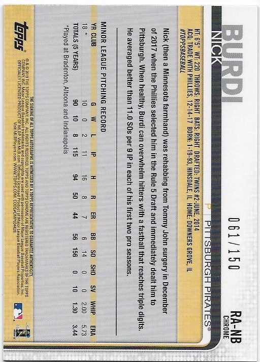 2019 Topps Chrom Baseball Teil 6 Relikt und Rookie Autogrammkarten - Bild 75 von 101