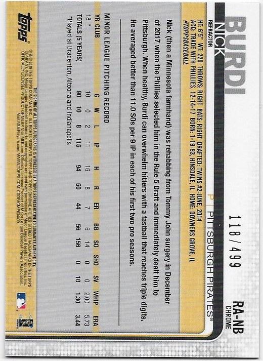 2019 Topps Chrom Baseball Teil 6 Relikt und Rookie Autogrammkarten - Bild 95 von 101