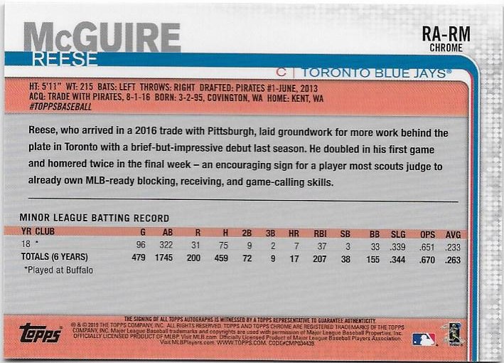 2019 Topps Chrom Baseball Teil 6 Relikt und Rookie Autogrammkarten - Bild 59 von 101