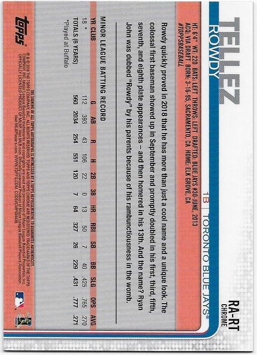 2019 Topps Chrom Baseball Teil 6 Relikt und Rookie Autogrammkarten - Bild 63 von 101