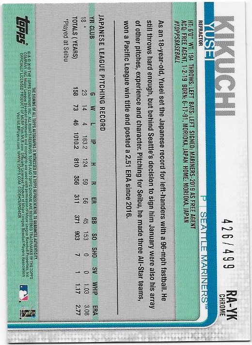 2019 Topps Chrom Baseball Teil 6 Relikt und Rookie Autogrammkarten - Bild 101 von 101