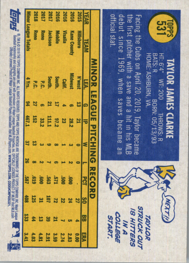 2019 Topps Heritage High Series Baseball Part 1 Main Set Cards #501 to #725 - Picture 53 of 431