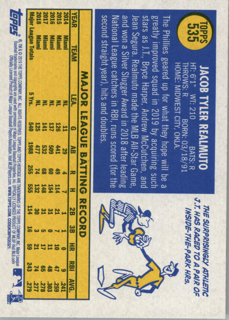 2019 Topps Heritage High Series Baseball Part 1 Main Set Cards #501 to #725 - Picture 61 of 431