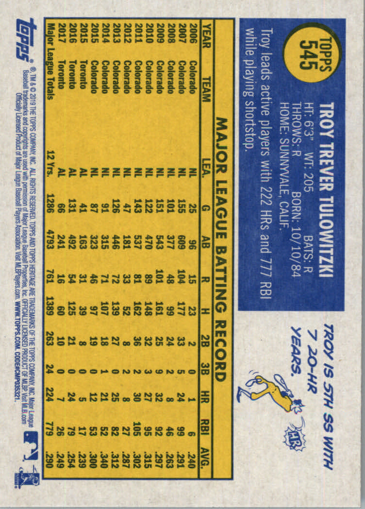 2019 Topps Heritage High Series Baseball Part 1 Main Set Cards #501 to #725 - Picture 81 of 431