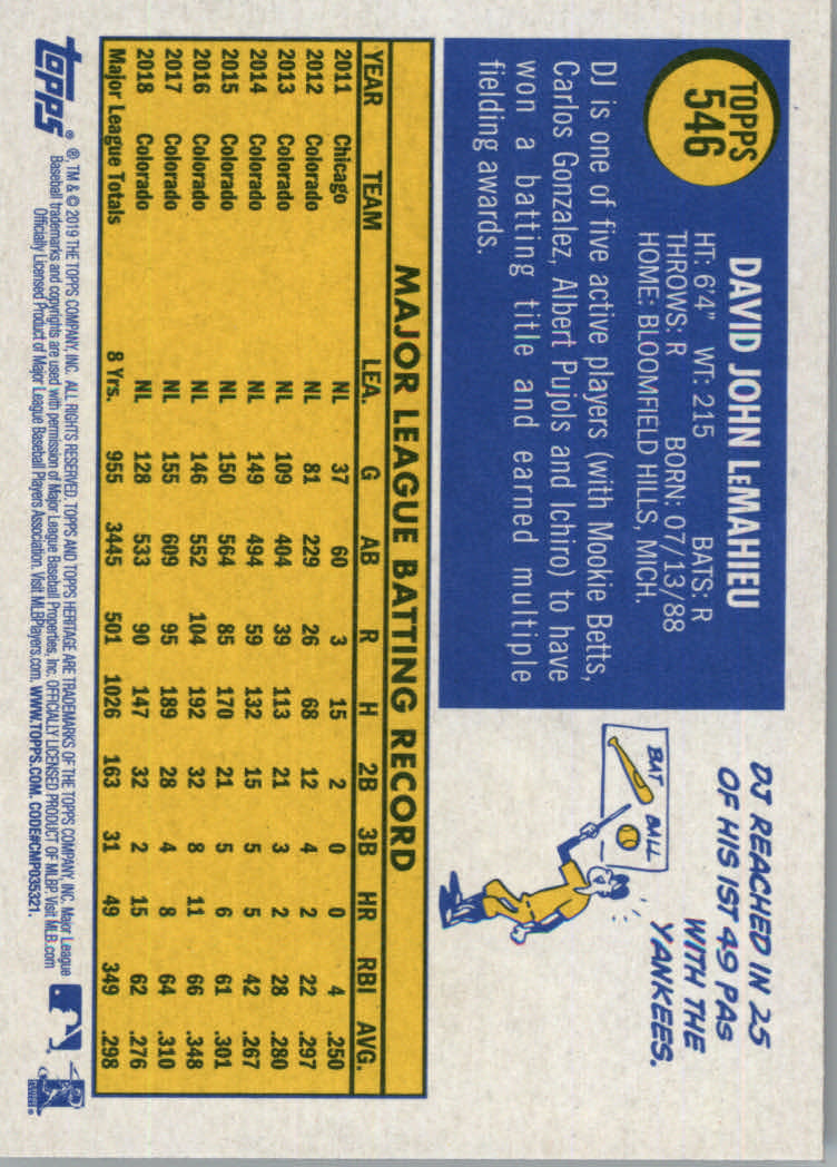 2019 Topps Heritage High Series Baseball Part 1 Main Set Cards #501 to #725 - Picture 83 of 431