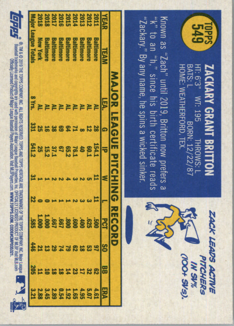 2019 Topps Heritage High Series Baseball Part 1 Main Set Cards #501 to #725 - Picture 89 of 431