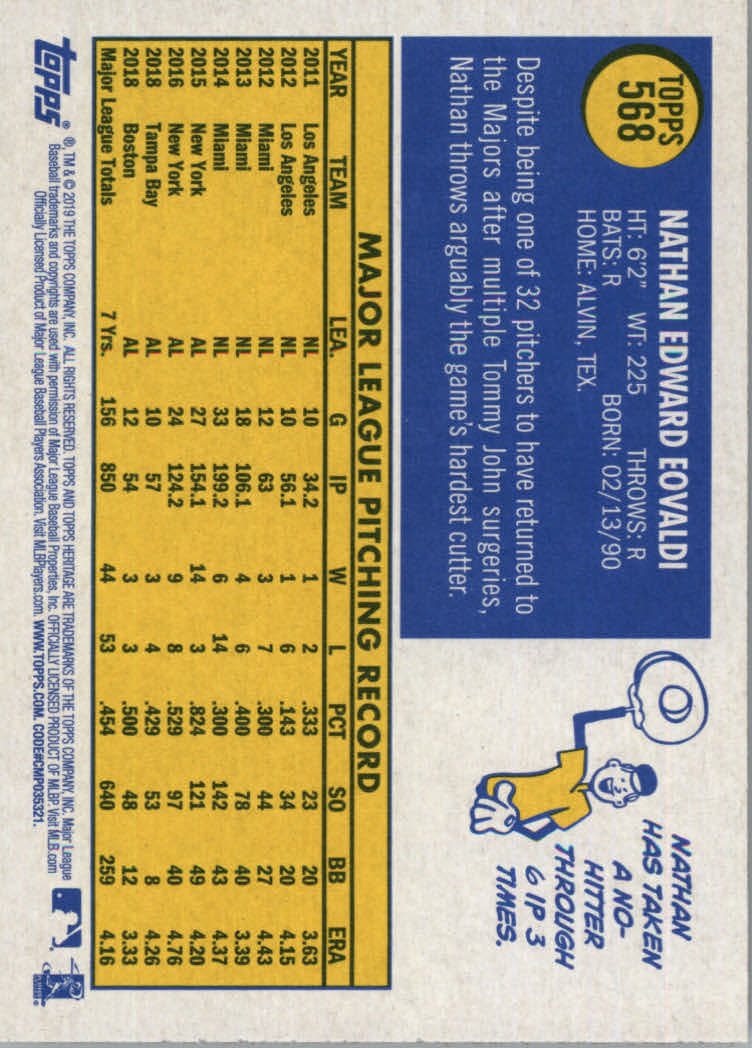 2019 Topps Heritage High Series Baseball Part 1 Main Set Cards #501 to #725 - Picture 127 of 431