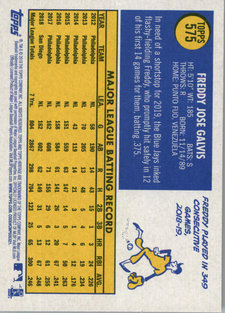 2019 Topps Heritage High Series Baseball Part 1 Main Set Cards #501 to #725 - Picture 141 of 431