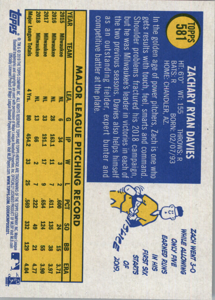 2019 Topps Heritage High Series Baseball Part 1 Main Set Cards #501 to #725 - Picture 153 of 431