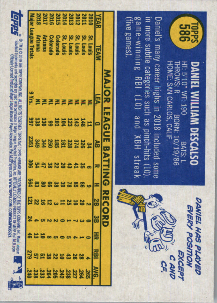 2019 Topps Heritage High Series Baseball Part 1 Main Set Cards #501 to #725 - Picture 163 of 431