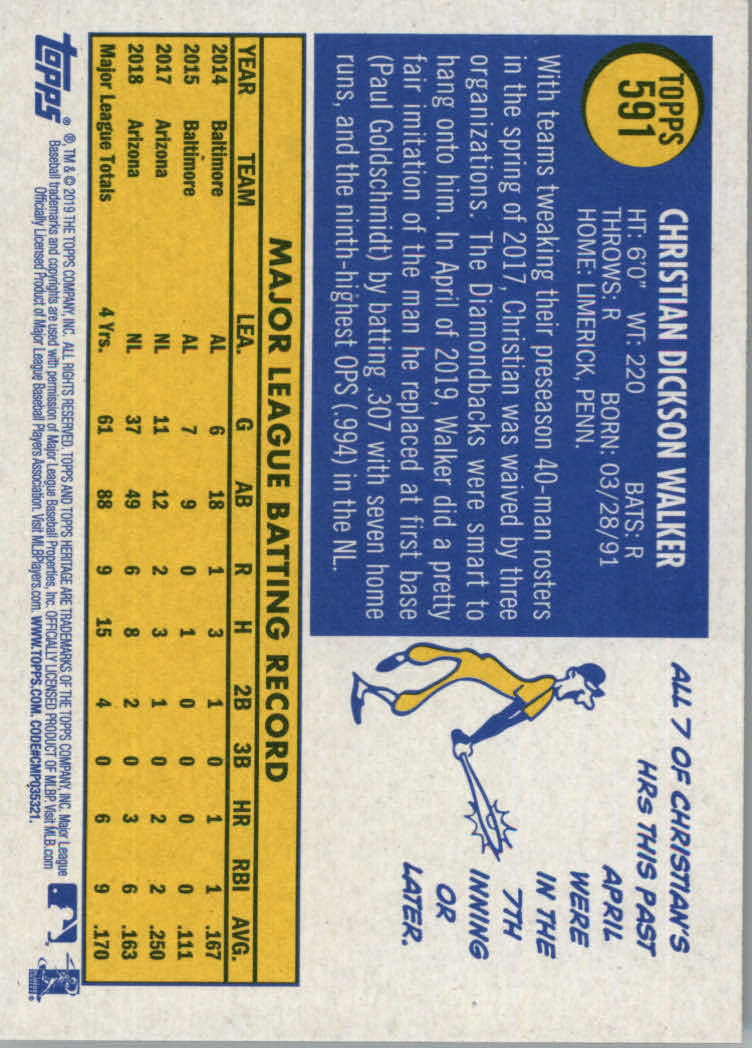 2019 Topps Heritage High Series Baseball Part 1 Main Set Cards #501 to #725 - Picture 171 of 431