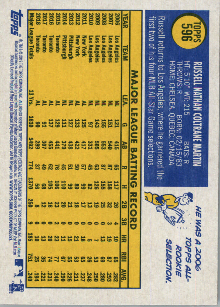 2019 Topps Heritage High Series Baseball Part 1 Main Set Cards #501 to #725 - Picture 181 of 431