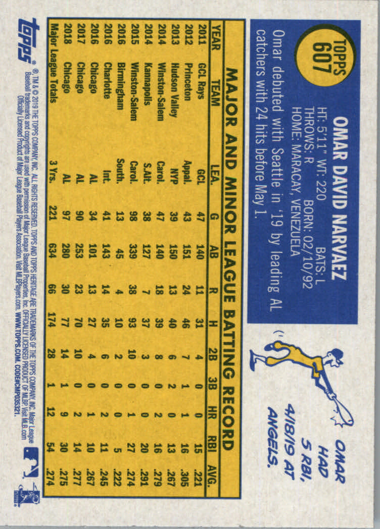 2019 Topps Heritage High Series Baseball Part 1 Main Set Cards #501 to #725 - Picture 203 of 431