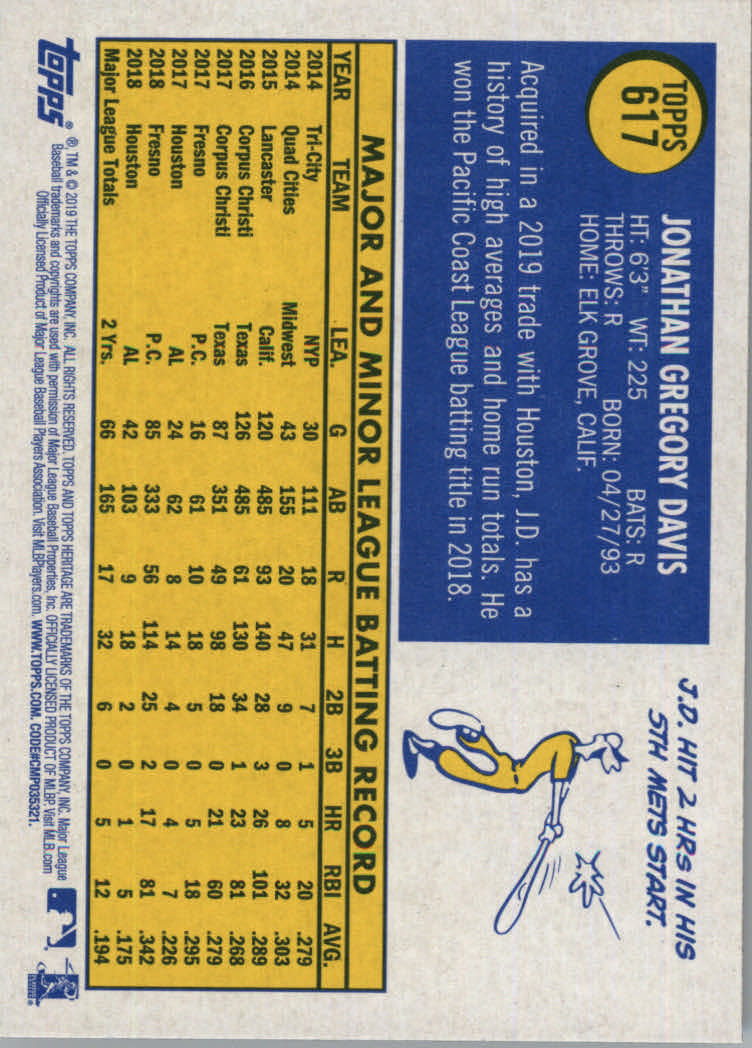2019 Topps Heritage High Series Baseball Part 1 Main Set Cards #501 to #725 - Picture 223 of 431