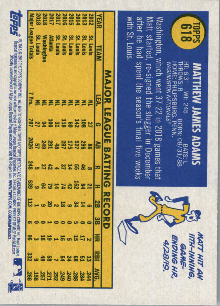2019 Topps Heritage High Series Baseball Part 1 Main Set Cards #501 to #725 - Picture 225 of 431
