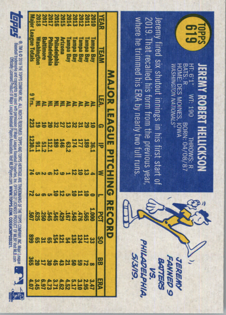 2019 Topps Heritage High Series Baseball Part 1 Main Set Cards #501 to #725 - Picture 227 of 431