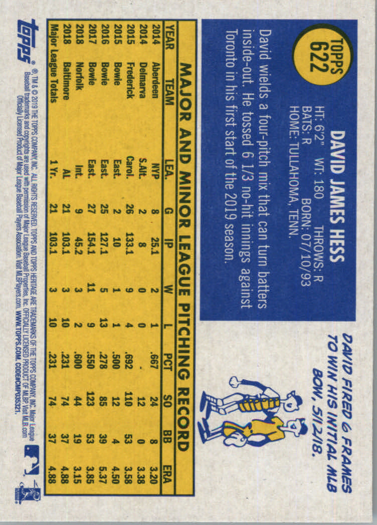 2019 Topps Heritage High Series Baseball Part 1 Main Set Cards #501 to #725 - Picture 233 of 431
