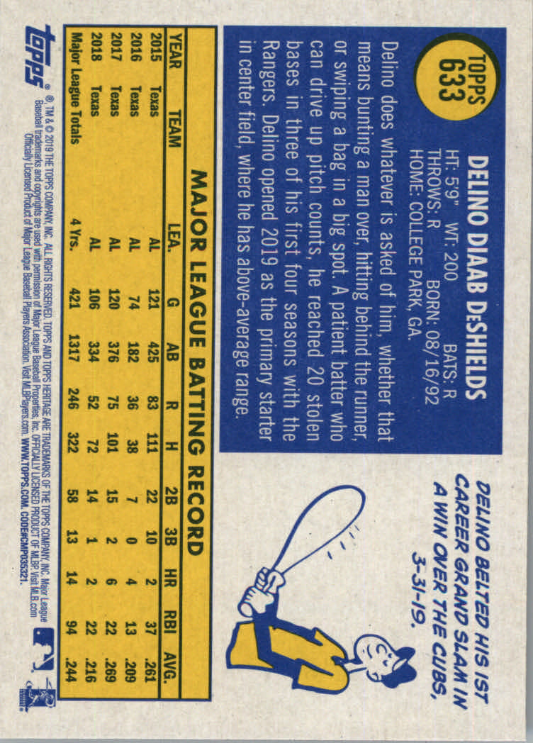 2019 Topps Heritage High Series Baseball Part 1 Main Set Cards #501 to #725 - Picture 255 of 431