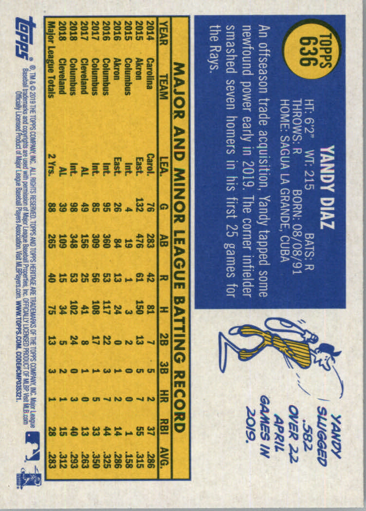 2019 Topps Heritage High Series Baseball Part 1 Main Set Cards #501 to #725 - Picture 261 of 431