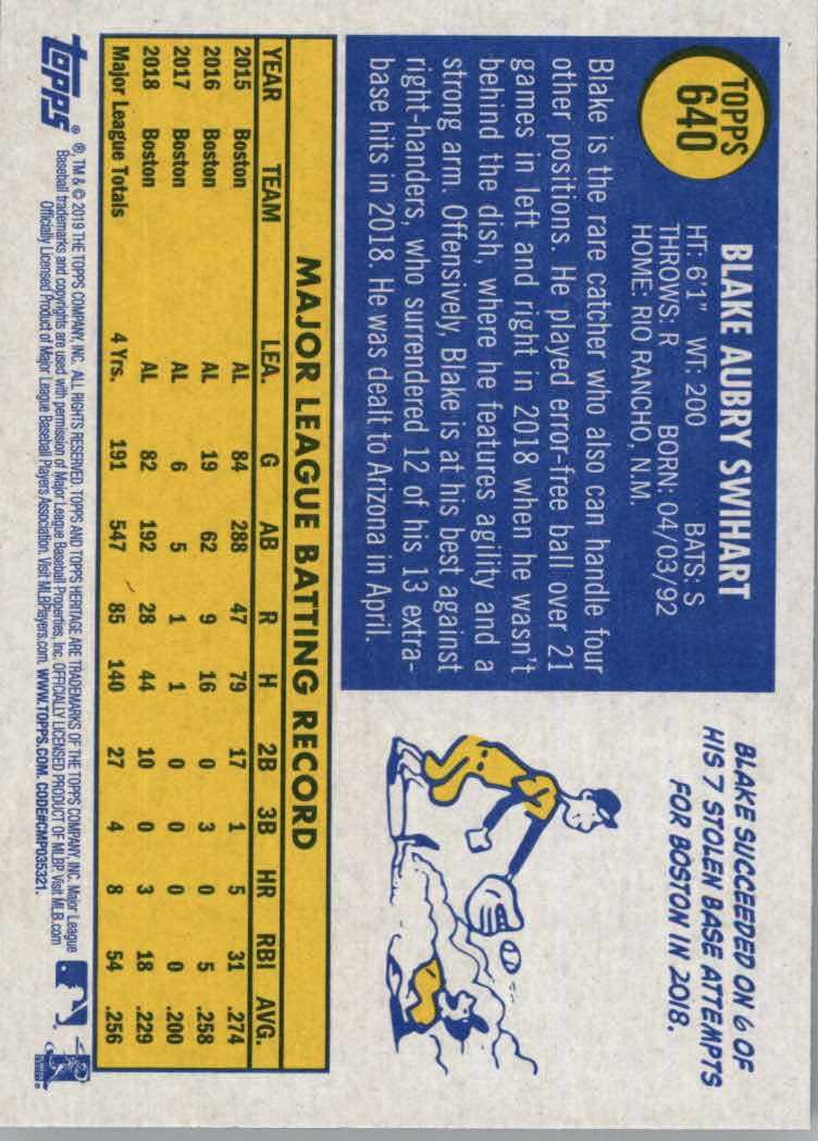 2019 Topps Heritage High Series Baseball Part 1 Main Set Cards #501 to #725 - Picture 269 of 431