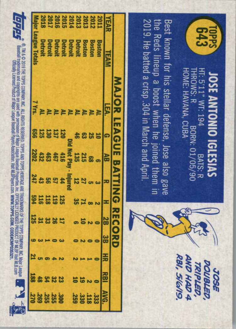 2019 Topps Heritage High Series Baseball Part 1 Main Set Cards #501 to #725 - Picture 275 of 431