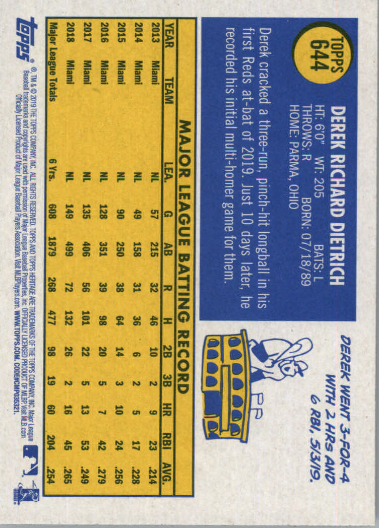 2019 Topps Heritage High Series Baseball Part 1 Main Set Cards #501 to #725 - Picture 277 of 431