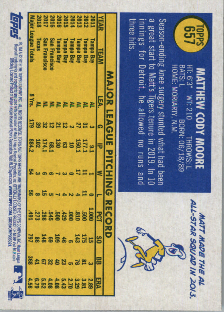 2019 Topps Heritage High Series Baseball Part 1 Main Set Cards #501 to #725 - Picture 303 of 431