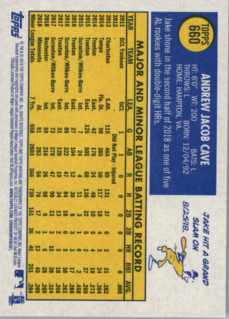 2019 Topps Heritage High Series Baseball Part 1 Main Set Cards #501 to #725 - Picture 309 of 431