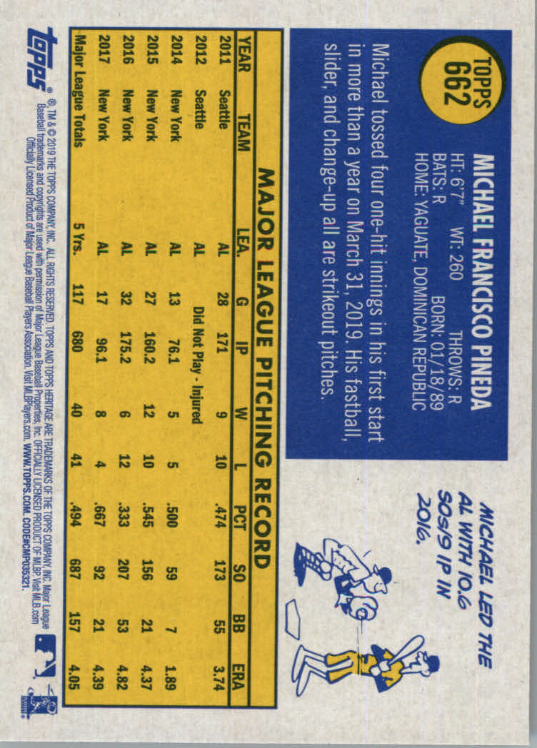 2019 Topps Heritage High Series Baseball Part 1 Main Set Cards #501 to #725 - Picture 313 of 431