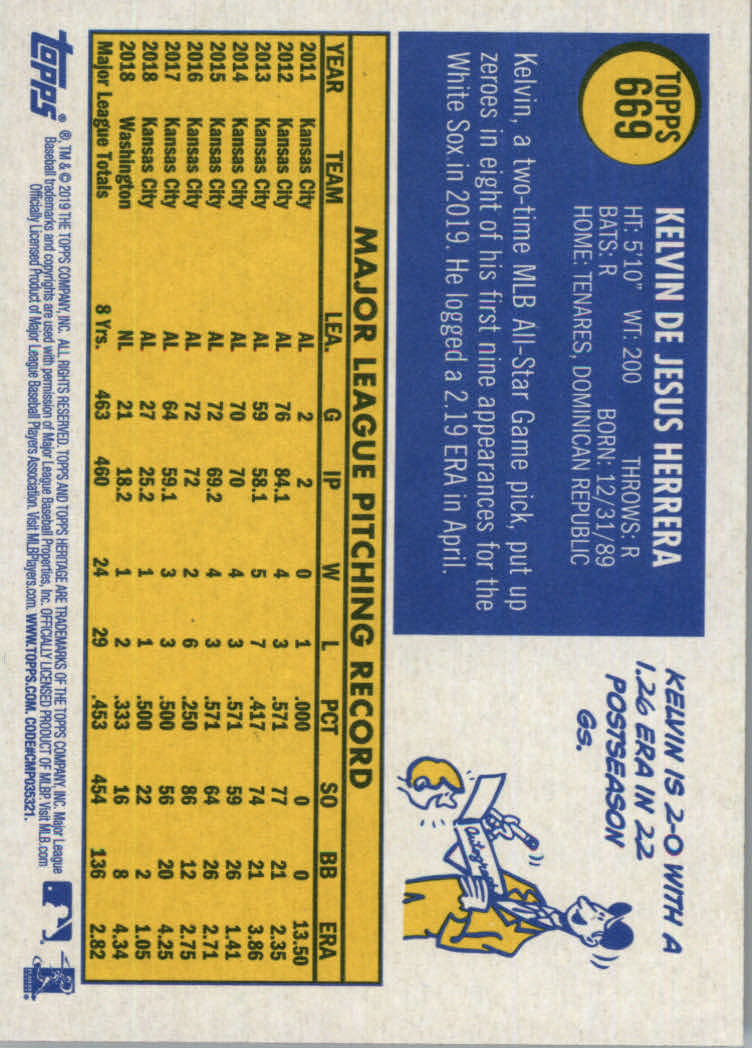 2019 Topps Heritage High Series Baseball Part 1 Main Set Cards #501 to #725 - Picture 325 of 431