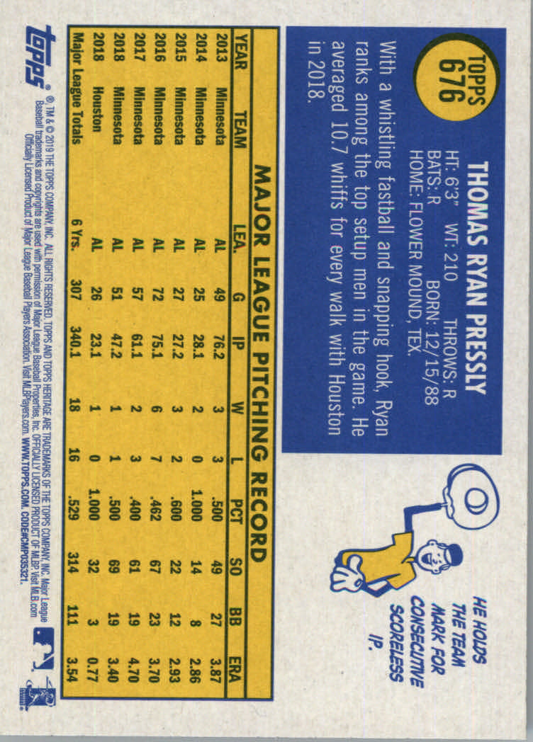 2019 Topps Heritage High Series Baseball Part 1 Main Set Cards #501 to #725 - Picture 339 of 431