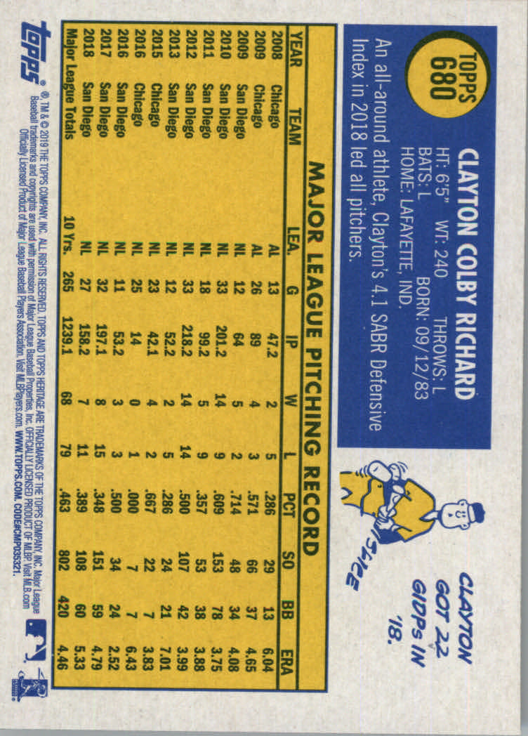2019 Topps Heritage High Series Baseball Part 1 Main Set Cards #501 to #725 - Picture 347 of 431
